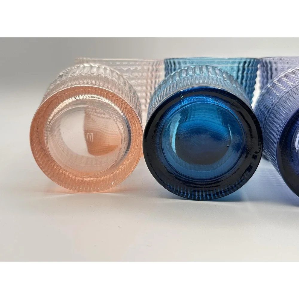 IVV Speedy Mouth‑Blown Glass Tumblers—Set of 6, Made in Italy, Textured Pattern